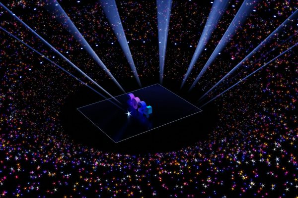 a stage with a lot of lights on it