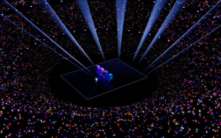 a stage with a lot of lights on it